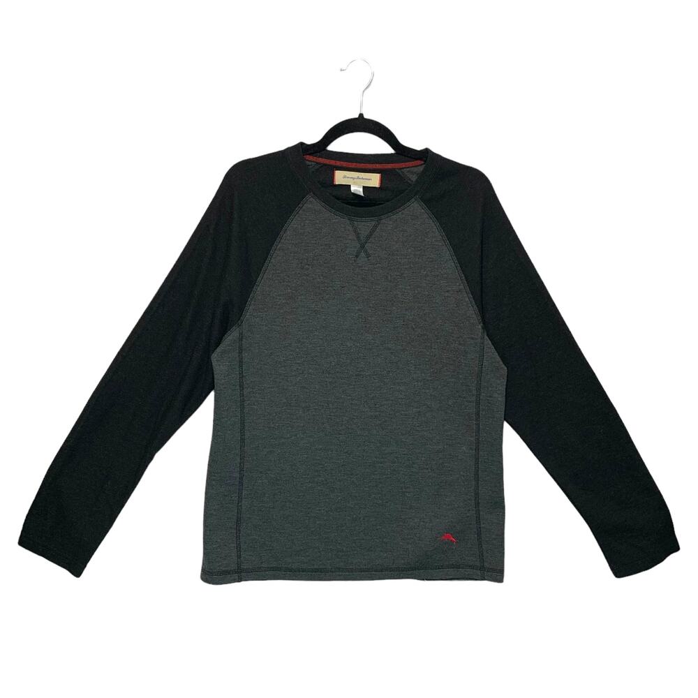Tommy Bahama Pullover Long Sleeve Crewneck Top Men's Sz M Black Gray Casual